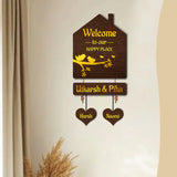 Premium 3D Brown Hut Style Name Plate With Golden Acrylic