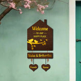 Premium 3D Brown Hut Style Name Plate With Golden Acrylic