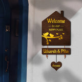 Premium 3D Brown Hut Style Name Plate With Golden Acrylic