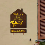 Premium 3D Brown Hut Style Name Plate With Golden Acrylic