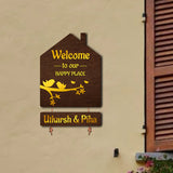 Premium 3D Brown Hut Style Name Plate With Golden Acrylic