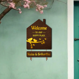 Premium 3D Brown Hut Style Name Plate With Golden Acrylic